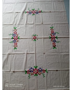 Handpainted  cotton Single bed sheet Floral Print - Design 3